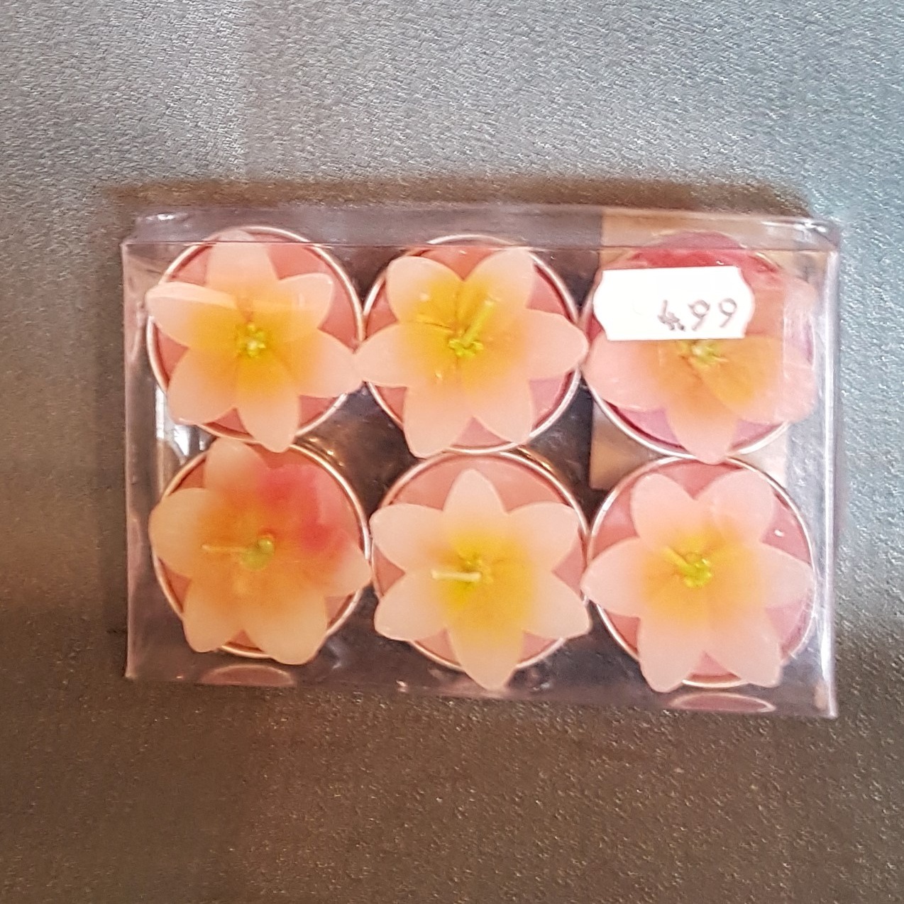 Teelichter, rosa Blume 6er