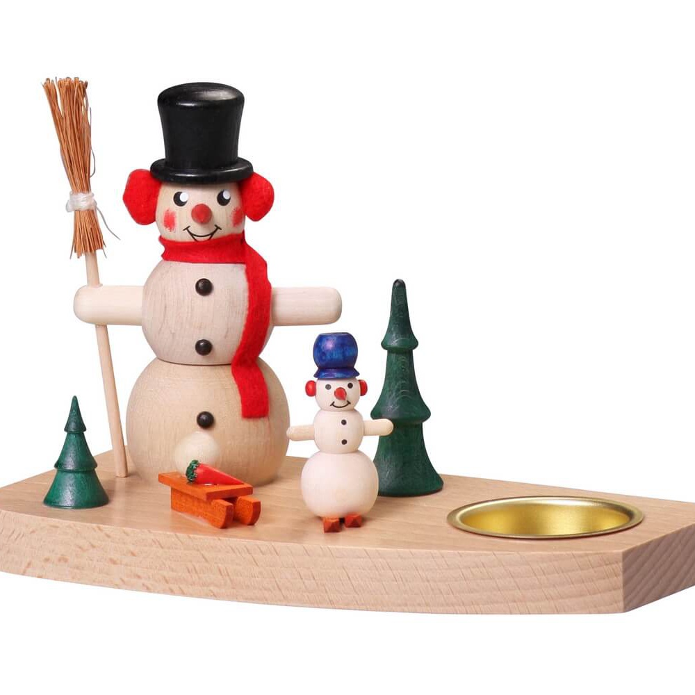 Teelichthalter mit gr. & kl. Schneemann
