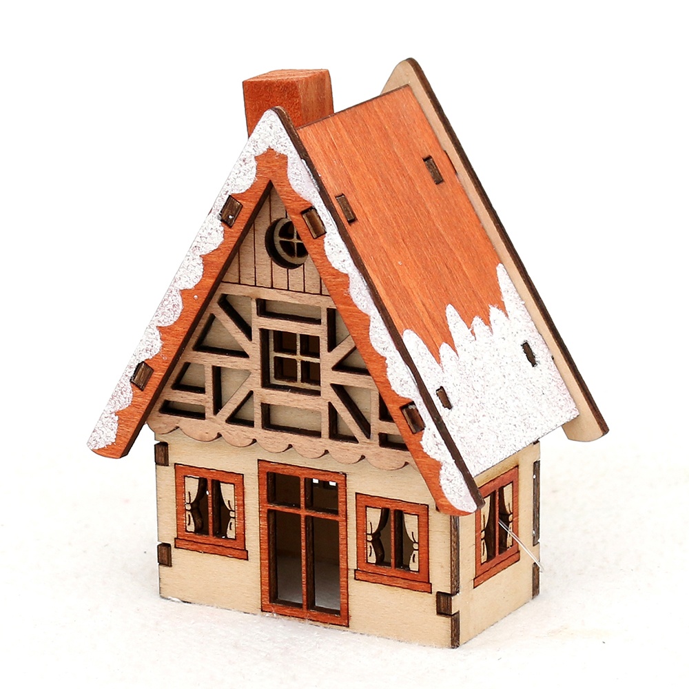 Haus Holzhütte mit Fachwerk und Schnee 10cm